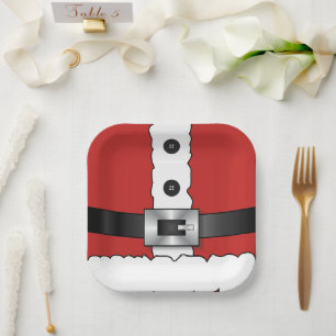 Assiettes En Carton Festif Retro noël costume rouge Santa Claus