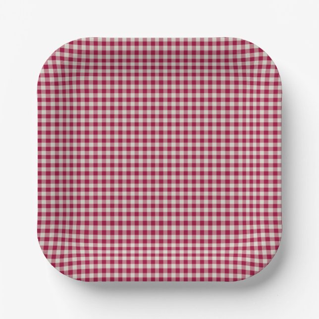 Assiettes En Carton Festin canneberge rouge En vichy Plaid Rustic Holi (Recto)