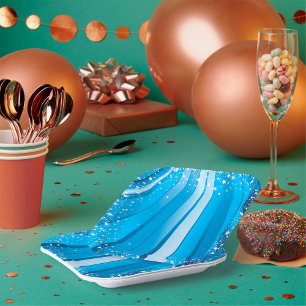 Assiettes En Carton Festival Blue Light Rays