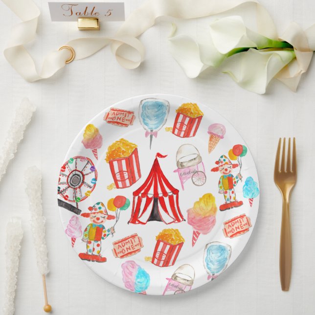 Assiettes En Carton Festival du Carnaval de cirque mignonne Enfants (Mariage)