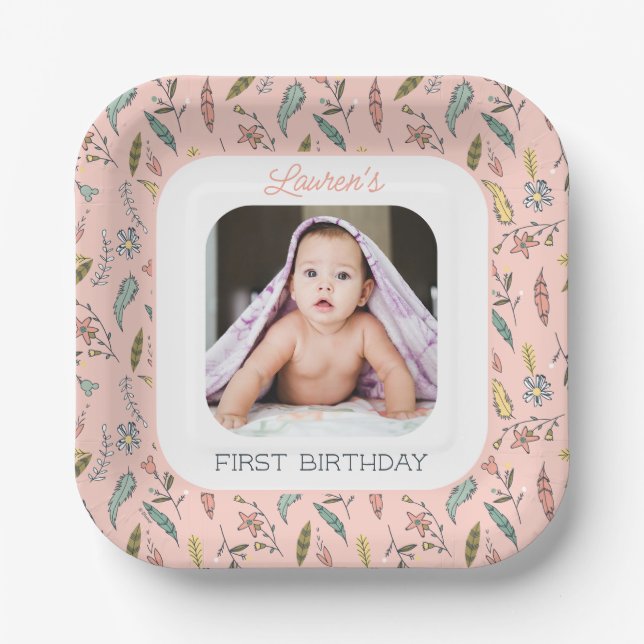 Assiettes En Carton Festival Minnie Mouse Boho Anniversaire (Recto)