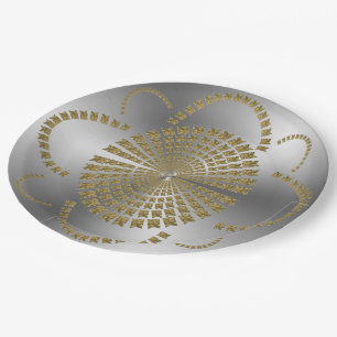 Assiettes En Carton Festive Chic Silver Gold Bridal Flower décorative