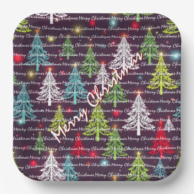Assiettes En Carton Festive Christmas Luxury Christmas Trees (Recto)