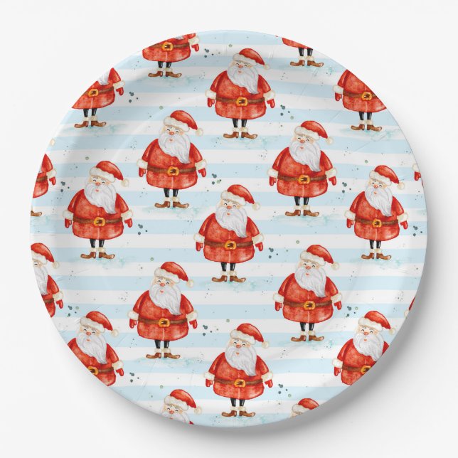 Assiettes En Carton Festive Cute Santa Claus (Devant)
