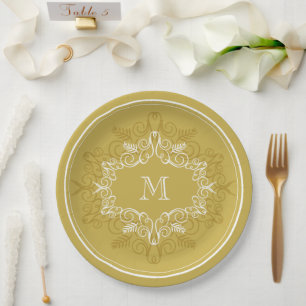 Assiettes En Carton Festive Foliage Déco Cadre Monogram Classy Holiday