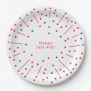 Assiettes En Carton Festive Happy Juillet 4 Feu d'artifice et Stars Pa