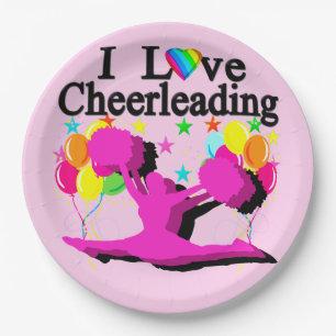 ASSIETTES EN CARTON FESTIVE I LOVE CHEERLEADLEADES PAPIER PLATES
