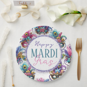 Assiettes En Carton Festive Mardi Gras