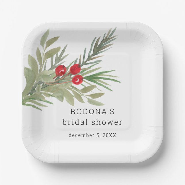 Assiettes En Carton Festive Noël Fête des mariées de verdure (Recto)