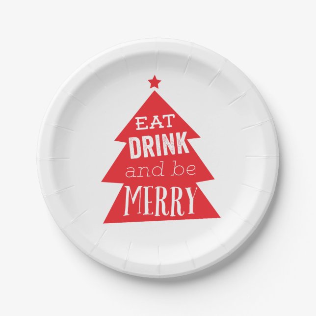 Assiettes En Carton Festive Red Christmas Tree Party (Devant)