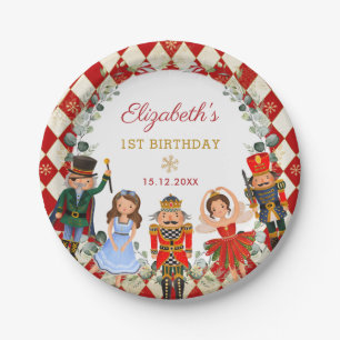 Assiettes En Carton Festive Red Gold Nutcracker Anniversaire Fête Fê