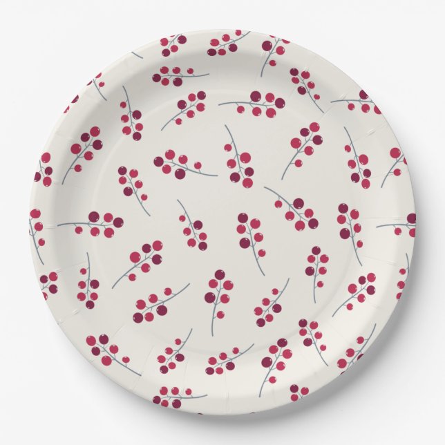 Assiettes En Carton Festive Red Pip Berries vacances (Devant)