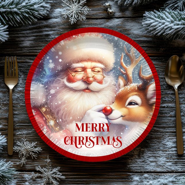 Assiettes En Carton Festive Santa Claus Funny Christmas Kids Paper  (Festive Santa Claus Funny Christmas Kids Paper Plates

)