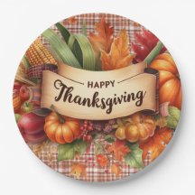 Festive Thanksgiving En vichy plaque en papier