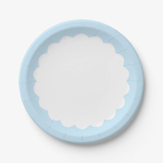 Assiettes En Carton Feston bleu-clair - personnalisable