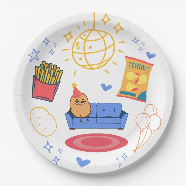 Assiettes En Carton Fête à thème de la pomme de terre (Devant)