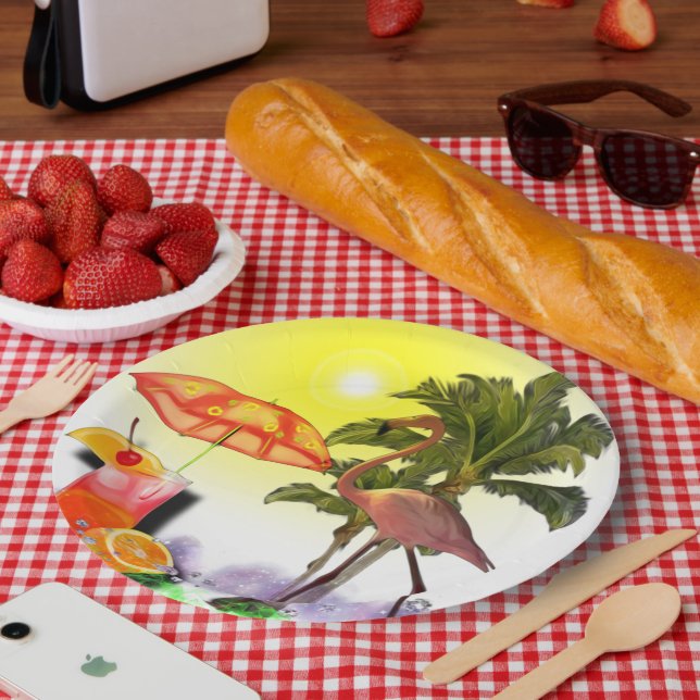 Assiettes En Carton Fête Aloha  (Pique-nique)