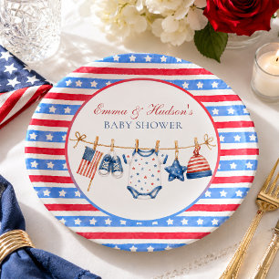 Assiettes En Carton Fête Américaine Patriotique Bébé le 4 Juillet