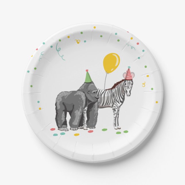 Assiettes En Carton Fête Animaux Safari Zoo Party Boy Wild Birthday (Devant)
