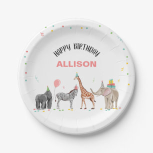 Assiettes En Carton Fête Animaux Safari Zoo Party Fille sauvage Anniv