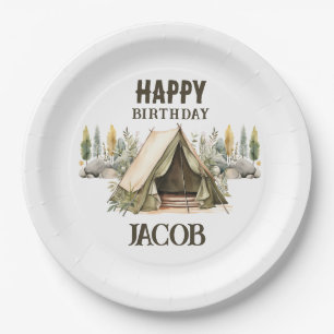 Assiettes En Carton Fête Anniversaire de enfant d'aventure de camping