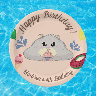 Assiettes En Carton Fête Anniversaire de hamster