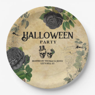 Assiettes En Carton Fête annuelle d'Halloween pour adultes Crânes goth