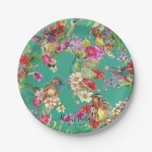 Fête aquarelle oiseaux-mouches floraux tropicaux 