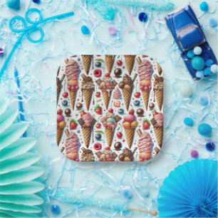 Assiettes En Carton Fête au Salon de Glace