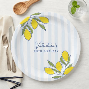 Assiettes En Carton Fête aux Citrons Élégants Dessinés à la Main avec