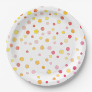 Assiettes En Carton Fête aux pois roses violets jaunes