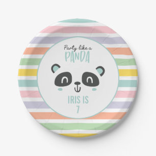 Assiettes En Carton Fête comme un anniversaire de panda coloré
