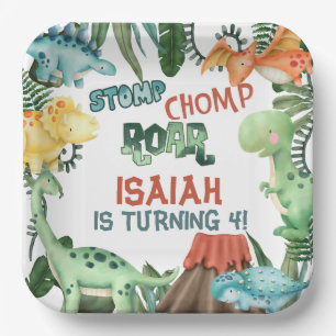 Assiettes En Carton Fête comme un dinosaure fête d'anniversaire