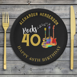 Assiettes En Carton Fête d'anniversaire 40 ans Musique personnalisée G