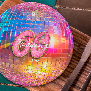 Assiettes En Carton Fête d'anniversaire 60 ans Boule disco Paillettes