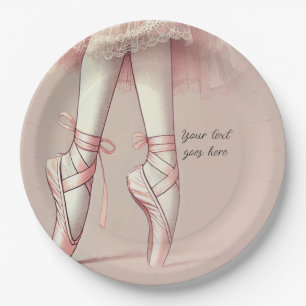 Assiettes En Carton Fête d'anniversaire aux pieds pointus de ballerine