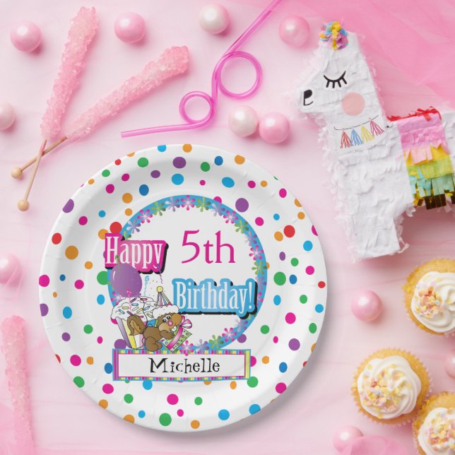 Assiettes En Carton Fête d'anniversaire avec mignon écureuil en carica (Fête)