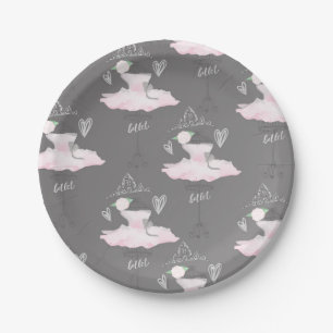 Assiettes En Carton Fête d'anniversaire Ballerine de couture rose et g