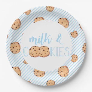 Assiettes En Carton Fête d'anniversaire bleue Milk and Cookies