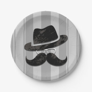 Assiettes En Carton Fête d'anniversaire Chapeau Lunettes de hipster Mo
