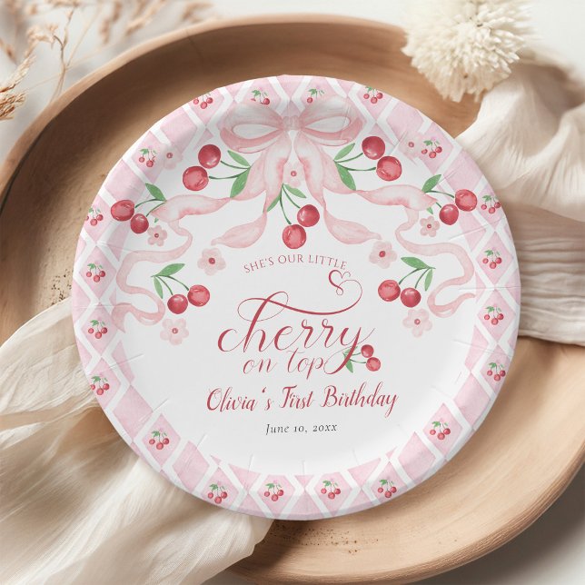 Assiettes En Carton Fête d'anniversaire Cherry First (Créateur téléchargé)