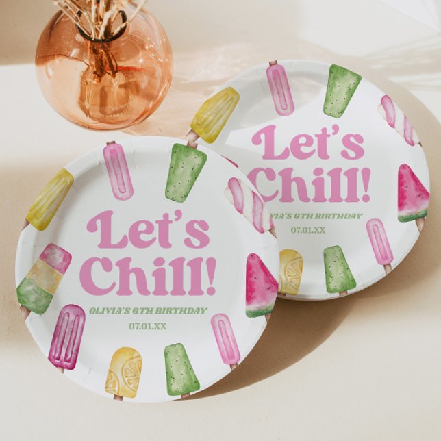 Assiettes En Carton Fête d'anniversaire Chill Pink Retro Popsicle (Créateur téléchargé)