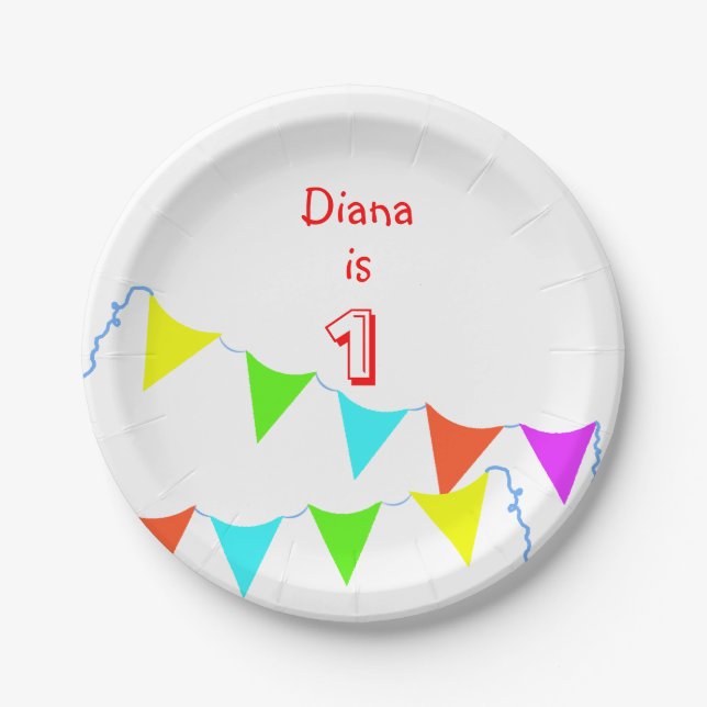 Assiettes En Carton Fête d'anniversaire colorée pour enfants (Devant)