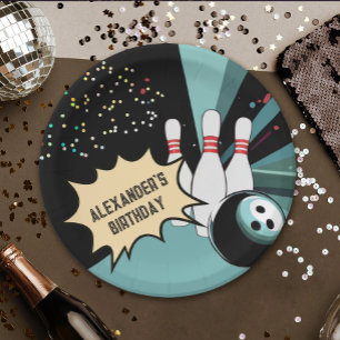 Assiettes En Carton Fête d'anniversaire Confetti Quilles Cool Rétro Bo