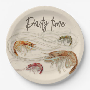 Assiettes En Carton Fête d'anniversaire crevettes Texte personnalisé F