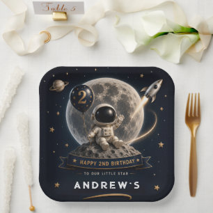 Assiettes En Carton Fête d'anniversaire d'astronaute spatial
