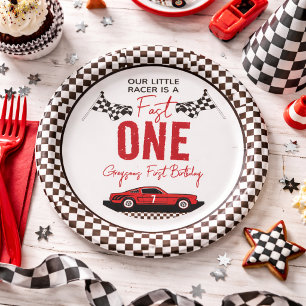 Assiettes En Carton Fête d'anniversaire de 1 an pour garçon - Fast One