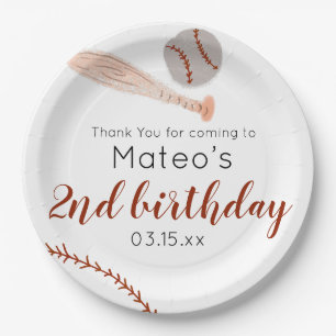 Assiettes En Carton Fête d'anniversaire de baseball vintage minimalist