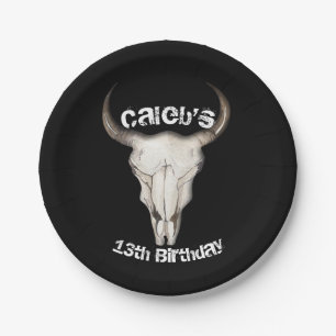Assiettes En Carton Fête d'anniversaire de Bohème rustique de Taureau