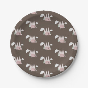Assiettes En Carton Fête d'anniversaire de camping en camping-car rose